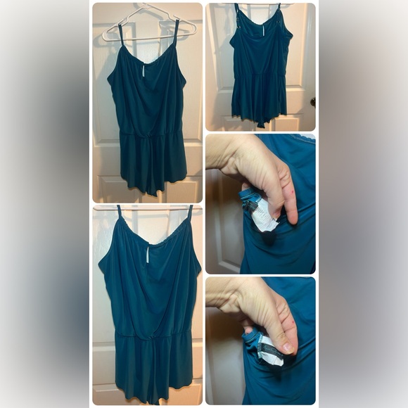 Teal romper bathing suit - Picture 1 of 6